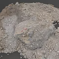 Loose Soil and Stones Pile with Small Red Markers on Construction Site Terrain