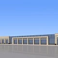Modern Commercial Complex Exterior With Large Glass Windows Clean Design And Reflective Ground 3d model