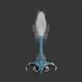 Game Movie Character With Blue White Anthropomorphic Animal Head 3D Model Standing Pose