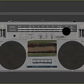 Classic Vintage Silver Boombox with Large Speakers Control Panel Handle and Retro Style