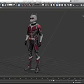 Game and Movie Character in Red Black Silver Armor Costume with Helmet 3D Design