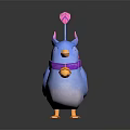 Cute Blue Bird With Pink Horns Purple Collar Bell Pink Wings And Orange Feet