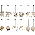 Modern Geometric Chandeliers With Spherical Ring Triangular And Circular Designs For Interior Decoration 3d model