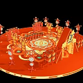 Traditional Red Themed Photo Spot With Circular Design Ornate Lanterns And Decorative Patterns