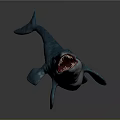 Realistic Detailed Blue Whale Model Featuring Open Mouth With Sharp Teeth