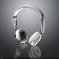 White Over Ear Headphones With Red Accents On Black Background