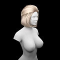 Game and Movie Character 3D Model with Blonde Short Hair Upper Body and Black Background