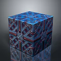 Decorative Blue Cube With Intricate Geometric Patterns For Home Use 3d model