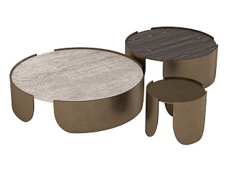 Metal round coffee table round 3d model