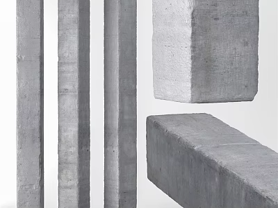 Natural Stone And Wood Architectural Design Elements With Columns Blocks And Slabs 3d model