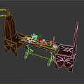Traditional Mahogany Dining Table Set With Two Chairs And Tableware Candles