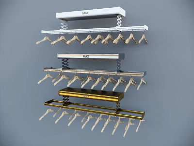 Modern Multi Layer Clothes Hangers in White and Gold for Wardrobe Organization 3d model