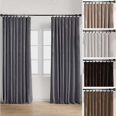 Soft Curtains In Grey And Various Colors For Home Window Decoration 3d model