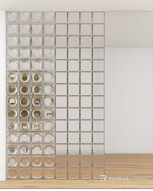 Modern Decorative Partition Featuring Circular Holes Square Grid And Vertical Stripes Pattern Design 3d model 