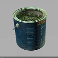 Blue Labeled Drum With Green Substance Inside And Printed Instructions On Surface