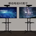 60 Inch Mobile TV With Two Rolling Stands And Digital Screen Displays