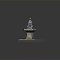 Ornamental Stone Fountain With Octagonal Basin Square Pedestal And Decorative Top