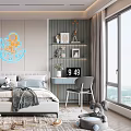 Modern Kids Bedroom With Toys Storage And Study Desk