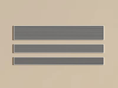 Three Horizontal Air Conditioner Vents with Parallel Stripes on Light Beige Wall Home Interior 3d model