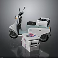 Light Blue Scooter With Delivery Boxes Featuring Red And Blue Logos 3d model