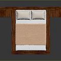 Modern Wooden Double Bed With Headboard Bedside Tables Mattress And Pillows