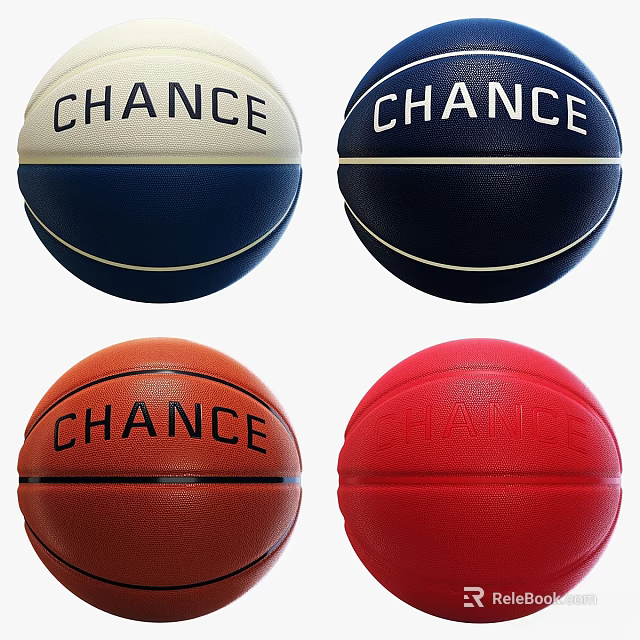 Sports Equipment Colorful Basketballs with CHANCE Logo in Different Colors for Games 3d model 