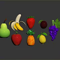 Colorful Assorted Fresh Fruits Including Pear Banana Strawberry Apple Pineapple And Grapes