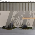 Elegant Zen Garden Ornament Featuring Stones Moss Lighting Wall Shadows And Pebbles