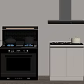 Modern range hood and stove combination 3d model