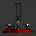 Detailed Black And Red Submarine Model With Chimney Yellow Deck Elements And Small Flag 3d model