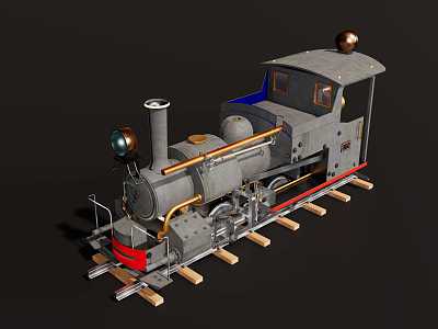 Industrial wind small train small steam train 3d model