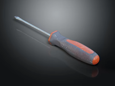 Durable Professional Screwdriver With Gray And Orange Handle Metal Shaft For Home Use 3d model