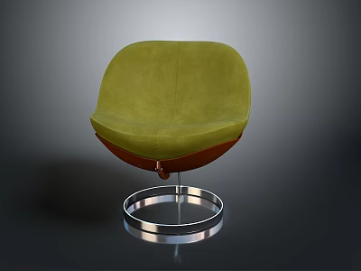 Stylish Green Velvet Chair With Circular Metal Base And Modern Design 3d model