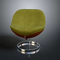 Stylish Green Velvet Chair With Circular Metal Base And Modern Design