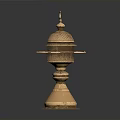 Brass Household Accessory with Perforated Dome Top and Crescent Accent Tiered Base Design