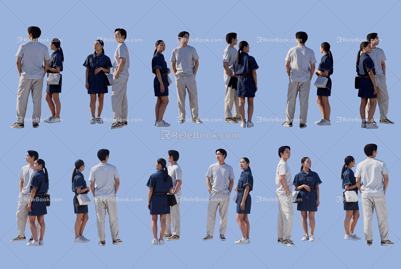 Many people couple group people 3d model