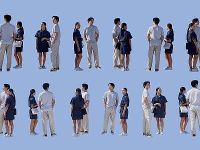 Many people couple group people 3d model