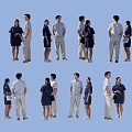 Many people couple group people 3d model