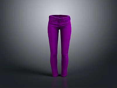Stylish Purple High Waist Skinny Fit Pants For Women Casual Fashion Look 3d model