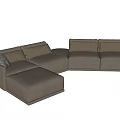 L Shaped Sectional Sofa Beige Fabric Modern Design with Comfortable Cushions 3d model