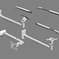 Various Metal Support Brackets And Hardware Components For Installation Use 3d model