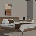 Modern Bedroom Interior Design With Platform Bed Decorative Pillows Table Lamp And Wall Art