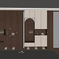 Wine cabinet glass wine cabinet direct drinking machine movable rail socket green plant 3d model