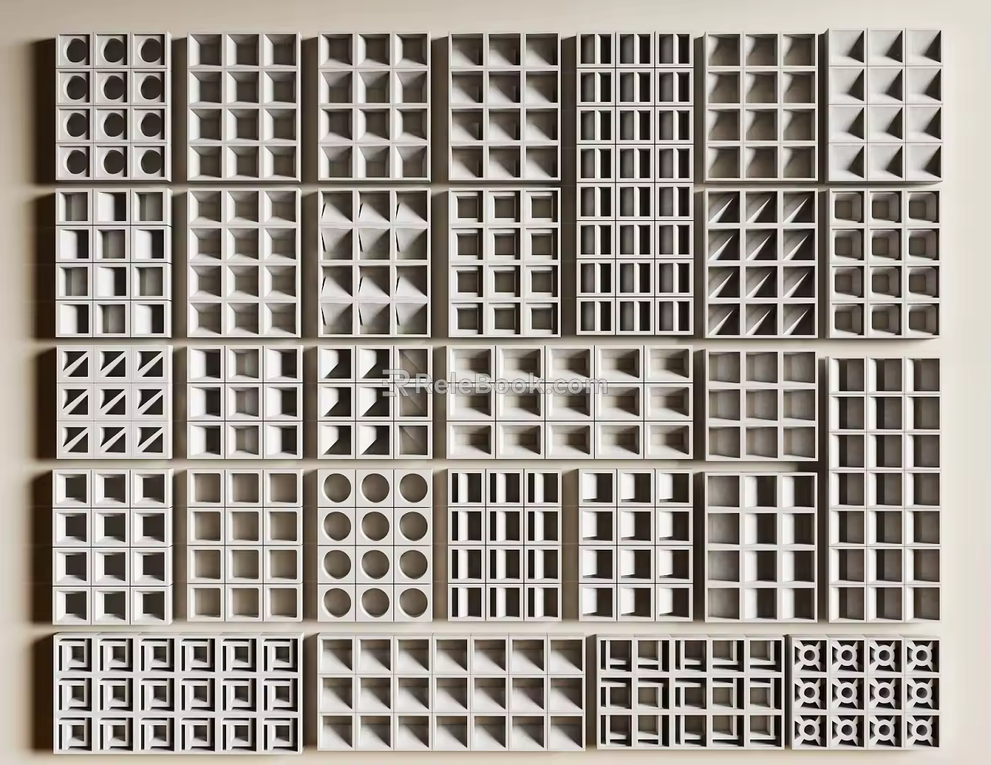 Modern cement brick cement brick partition 3d model