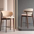 Modern Pertica Bar Chair Wood 3d model