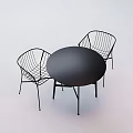 Black Round Table With Wire Frame Chairs Modern Stylish Furniture Set For Home Interior