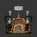 Steampunk Inspired Custom Car With Yellow Red Body And Mechanical Roof Details