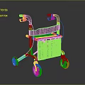 Yellow And Black Folding Walker With Four Wheels Ergonomic Handles And Storage Basket