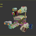 White And Orange Lego Robot Toy With Green Details Mechanical Arm And Wheels