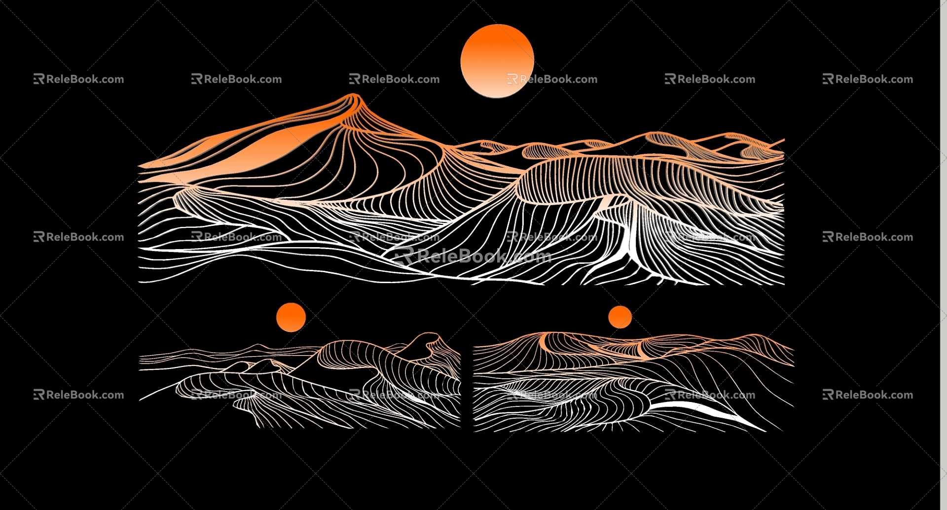 Line Mountains Silhouette 3d model